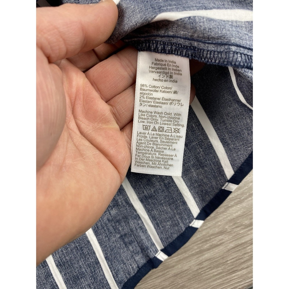 J Crew Women's Long Sleeve Vertical Striped Button Up Shirt Blue Sz L New - Picture 6 of 9